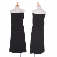  Yohji Yamamoto FEMME Wool Gabardine Front Zip Bustier & Skirt Black XS