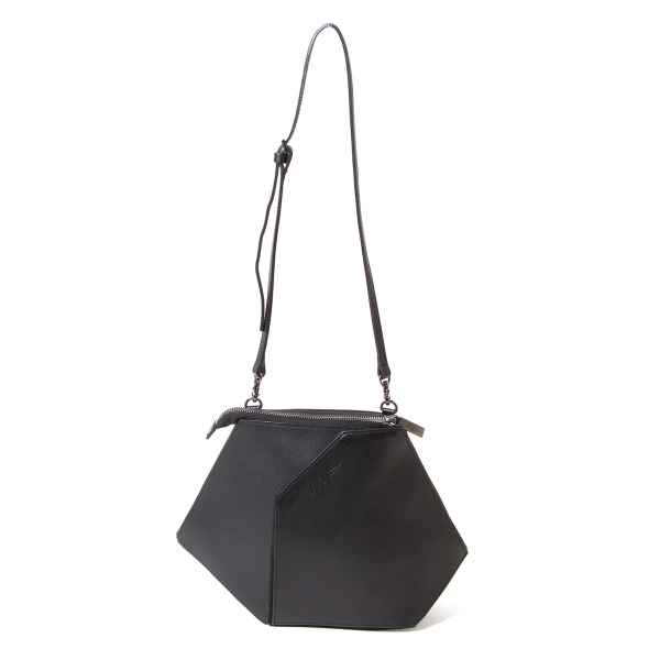 Yohji yamamoto discord Leather cubism shoulder bag Black | PLAYFUL