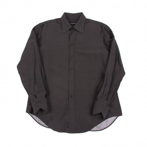 【SALE】エンポリオアルマーニEMPORIO ARMANI レーヨンコットンステッチ柄織りシャツ 黒白XL