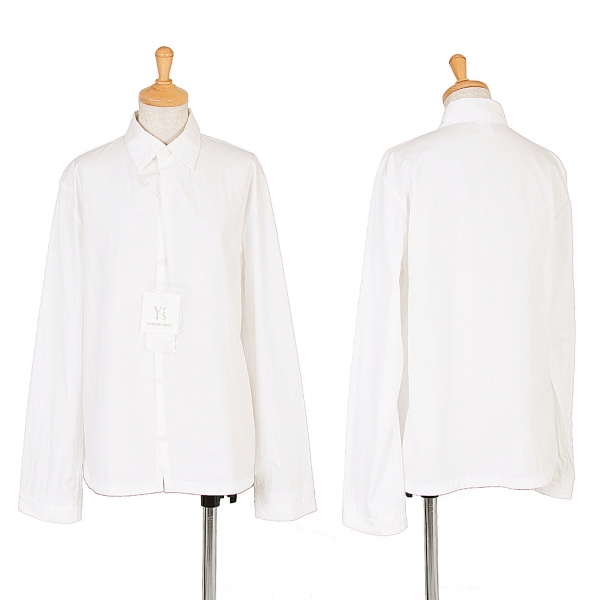 ワイズY's コットン前立てタックデザインシャツ 白3