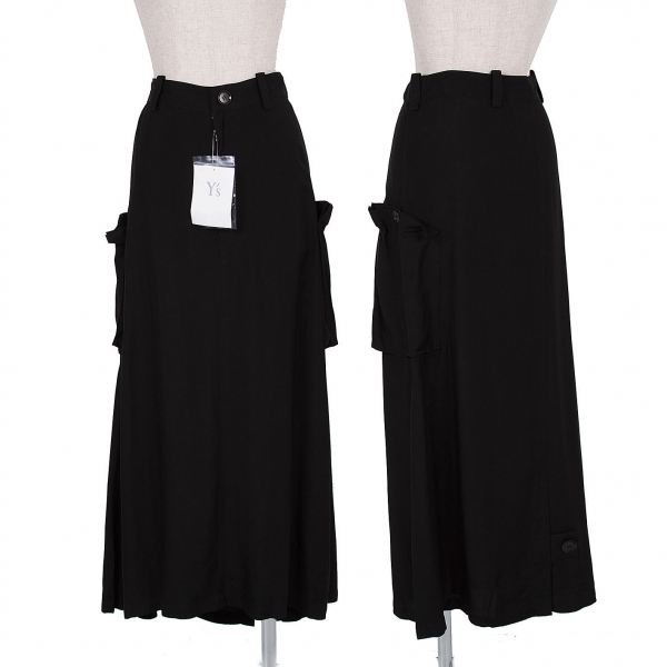 ワイズY's サイドポケットデザインスカート 黒4