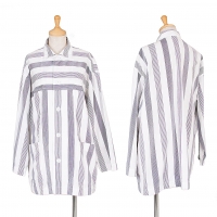  robe COMME des GARCONS Striped shirt Jacket White,Navy S-M
