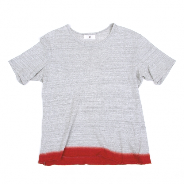 ワイズフォーメンY's for men 裾染めコットンTシャツ グレー赤2