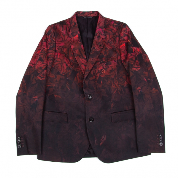 ポールスミスPaul Smith 薔薇グラデーションプリントジャケット 赤黒白XL