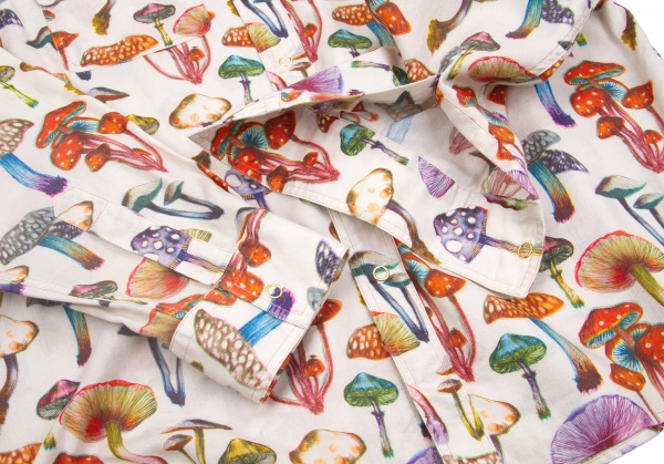 Paul Smith Mushroom print Western style shirt Ivory,Multi-Color XL 