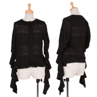  (SALE) COMME des GARCONS Frill sleeves Wool Cardigan Black S-M