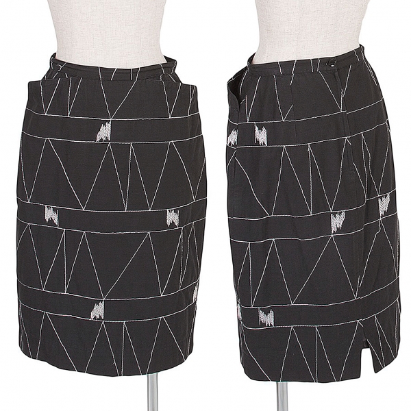 【最終値下げ】アニエスベー agnes b. 刺繍デザインスカート 黒白38