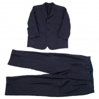  Papas Cotton Linen stripe Suit Navy,Grey M/LL