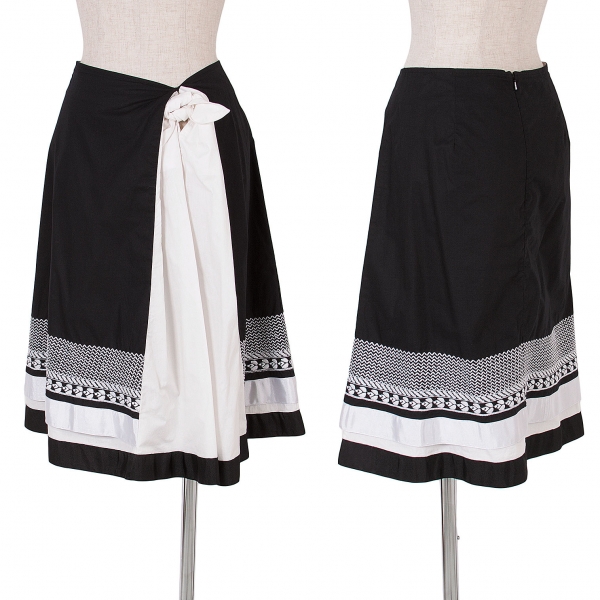 【最終値下げ】マックスアンドコーMAX&Co ステッチ刺繍ラップデザインスカート 黒白42