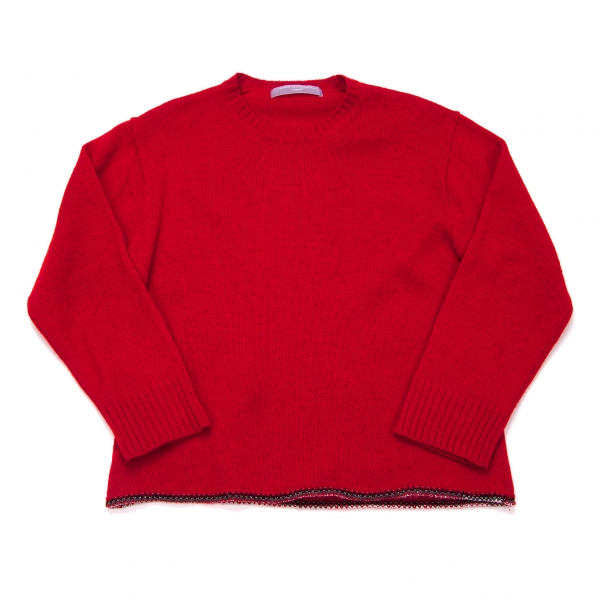 コムデギャルソンオムCOMME des GARCONS HOMME 裾デザインニットセーター 赤M位
