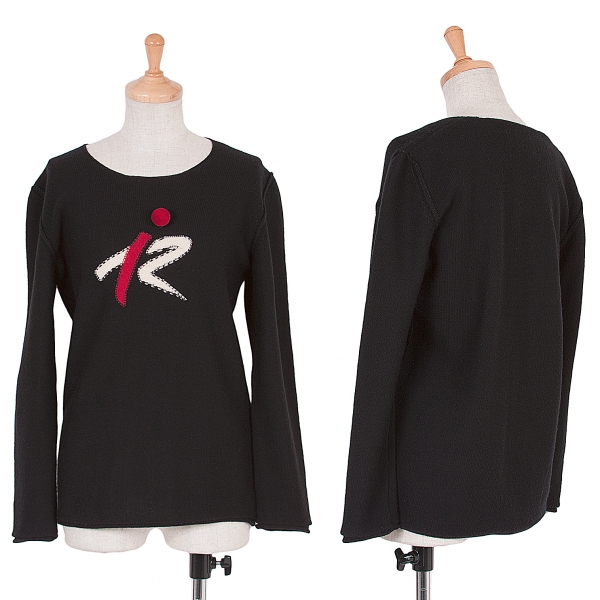 【SALE】インスクリプションリキエルINSCRIPTION RYKIEL ボンボン装飾ニットセーター 黒生成り赤2