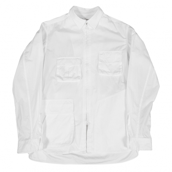 ヨウジヤマモト プールオムYohji Yamamoto POUR HOMME コットンポケットデザインジップアップシャツ 白3