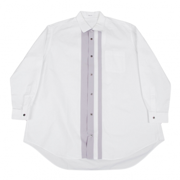 ワイズフォーメンY's for men ライン織り替えシャツ 白グレーパープルM位
