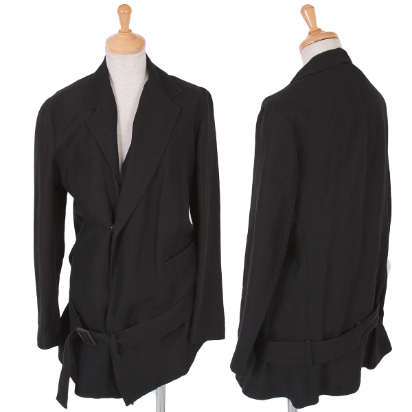 【SALE】ワイズY's コットンリネン裾ベルトジャケット 黒3