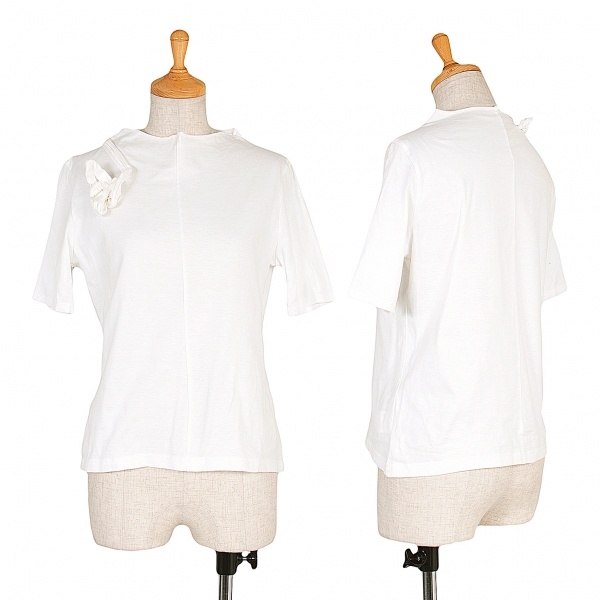 【SALE】ヨウジヤマモトファムYohji Yamamoto FEMME コサージュ装飾Tシャツ 白3