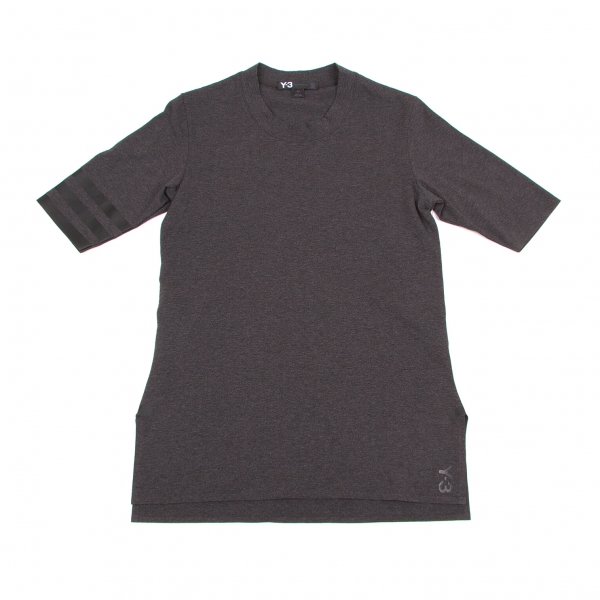 ワイスリーY-3 袖ライン半袖Tシャツ 濃杢グレーS/P