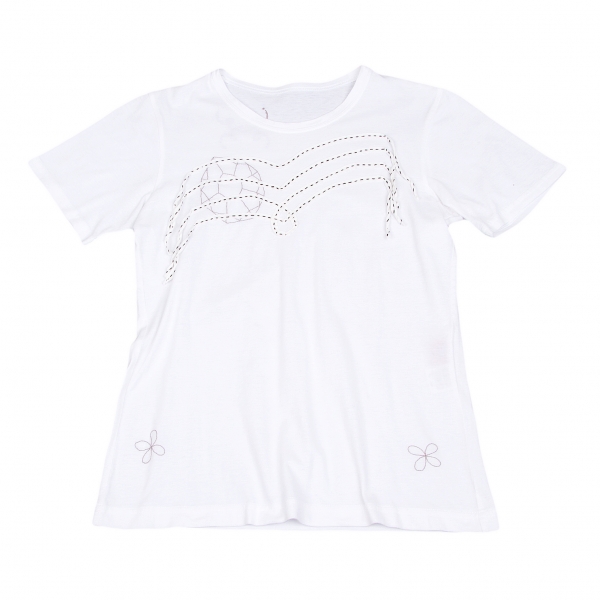 【SALE】イッセイミヤケ ハートISSEY MIYAKE HaaT ステッチ刺繍Tシャツ 白黒グレー2