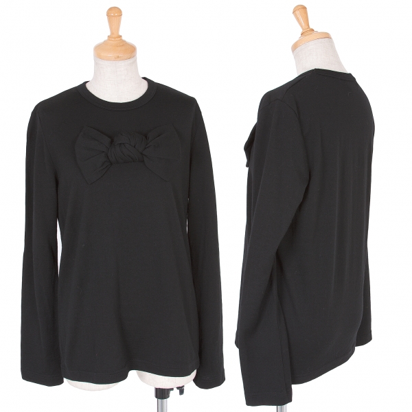 【SALE】コムコム コムデギャルソンCOMME des GARCONS ビッグリボン装飾長袖Tシャツ 黒S