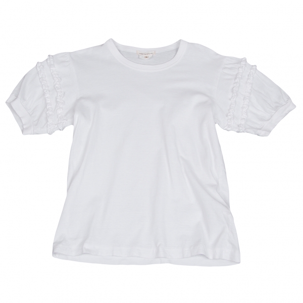 【SALE】コムデギャルソンCOMME des GARCONS ギャザーフリル装飾Tシャツ 白S