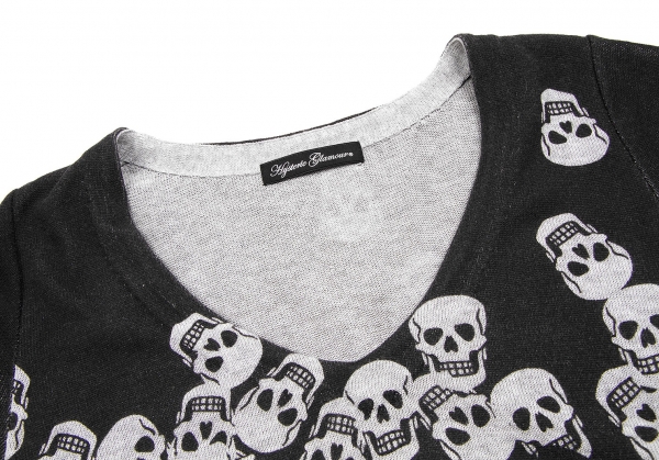 SALE) HYSTERIC GLAMOUR Skull Printed Knit T Shirt Grey,Charcoal 