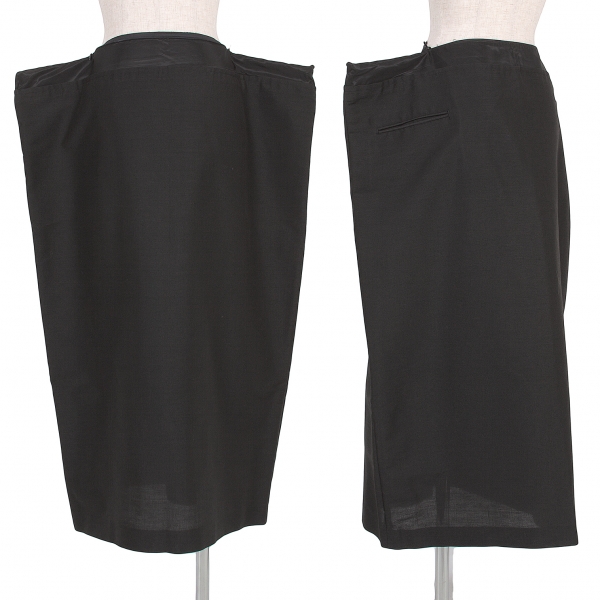 【SALE】ヨウジヤマモト ファムYohji Yamamoto FEMME ウエストジップ袋デザインスカート 黒2