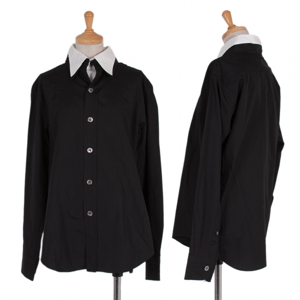 ワイズY's レイヤードデザイン長袖シャツ 黒白4