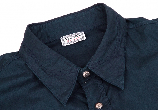 VERSACE SPORT Metal Button Shirt Navy 