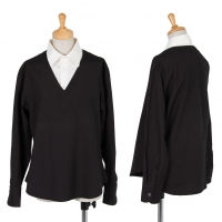  (SALE) Y's Layered Long Sleeve Shirt Black,White 3