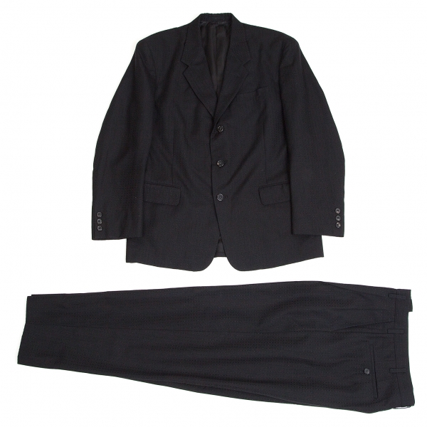 【SALE】ワイズフォーメンY's for men ウールストライプ織りセットアップスーツ 黒S