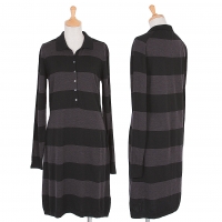  JOHN SMEDLEY Knit Polo Dress Black,Charcoal S