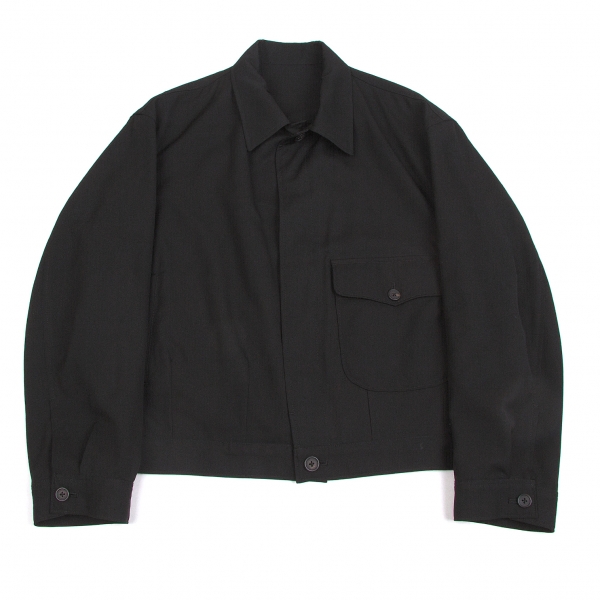 ワイズフォーメンY's for men ウールギャバオープンカラーシャツジャケット 黒M位