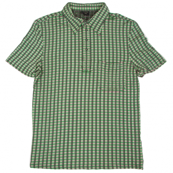 ジャンポールゴルチエ オムJean Paul GAULTIER HOMME チェック織りストレッチポロシャツ 緑黒白48