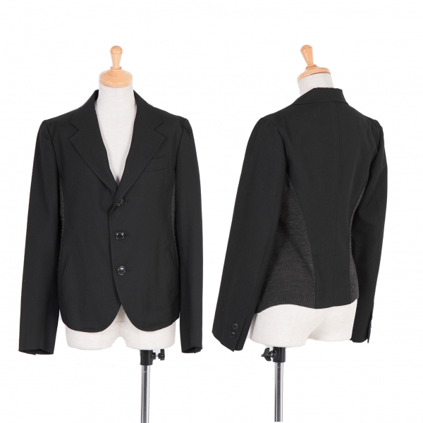 【SALE】ワイズY's サイド切替デザインウールジャケット 黒グレー2