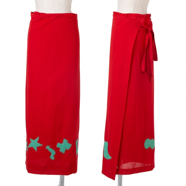 ローブドシャンブル コムデギャルソンrobe de chambre COMME des GARCONS クリスマスパッチラップスカート 赤緑M位