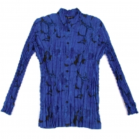  ISSEY MIYAKE MEN Printed Wrinkle Long Sleeve Shirt Blue 3