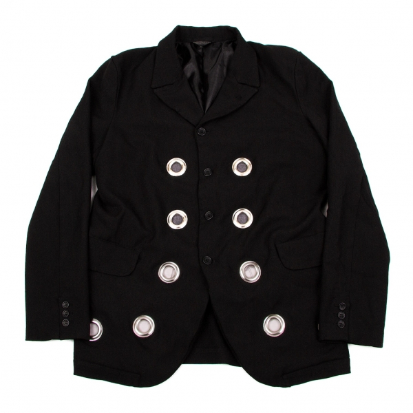 ブラック コムデギャルソンBLACK COMME des GARCONS ポリ製品染めハトメデザインジャケット 黒XL
