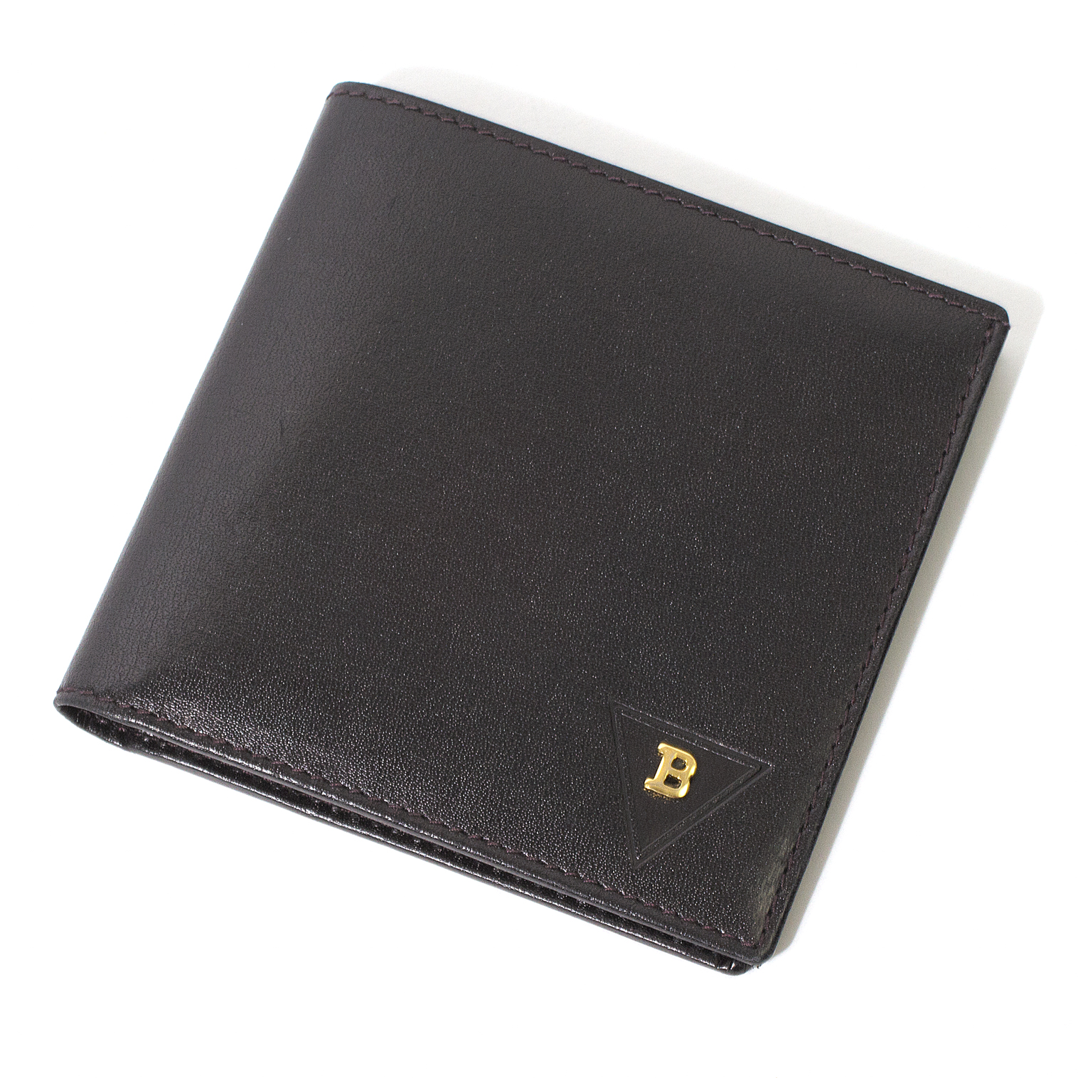【ほぼ未使用品】BALLY　キラリ金のBが印象的　レザー　二つ折り財布