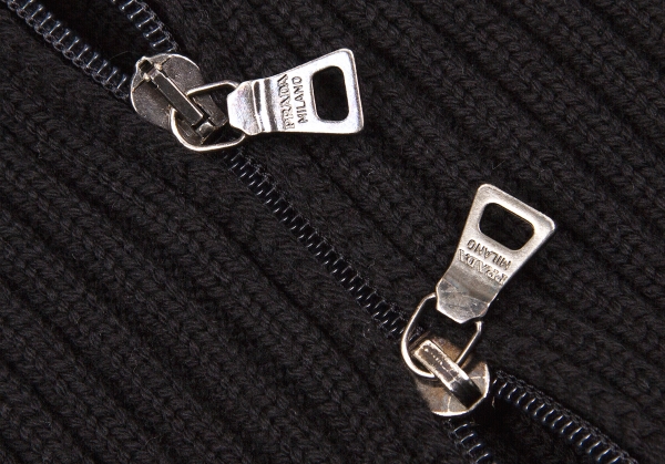 PRADA SPORT Zip Rib Knit (Jumper) Black 40 | PLAYFUL