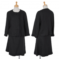  SONIA RYKIEL Rib Knit No-collar Jacket & Skirt Black 40