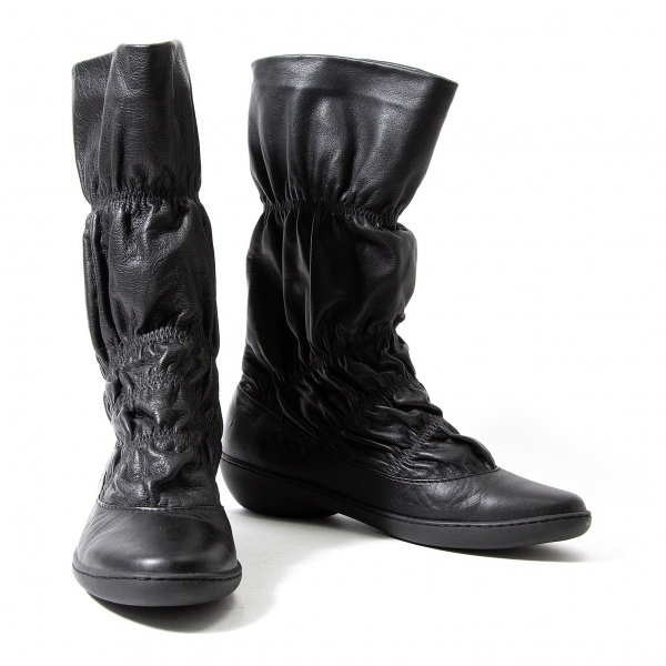 ISSEY MIYAKE FETE Gather Leather Boots 