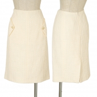  CHANEL Tweed Design Skirt Cream 42