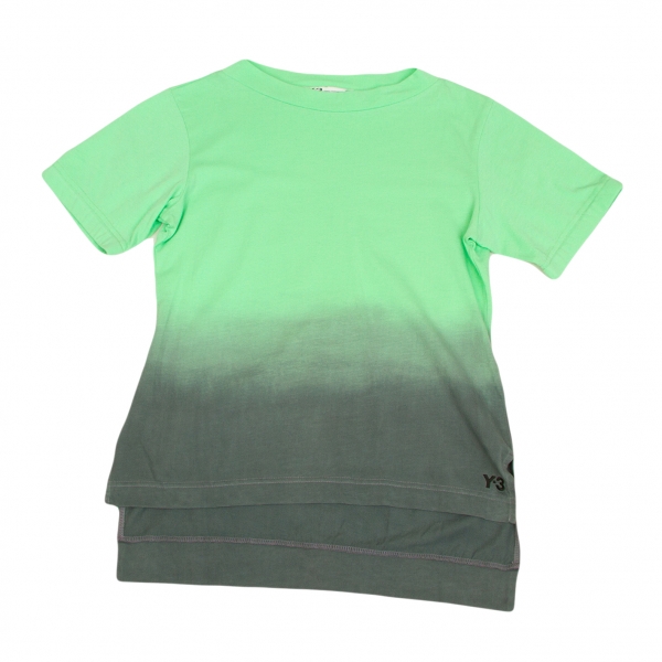 【SALE】ワイスリーY-3 コットングラデーションTシャツ 黄緑グレーM/M