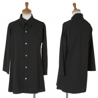  Y's Wool Gabardine Frayed Design Long Sleeve Shirt Black 2