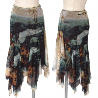  Jean-Paul GAULTIER FEMME Printed Power-net Skirt Multi-Color 40