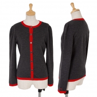  FOXEY BOUTIQUE Trimming Design Wool Cardigan Charcoal,Red 40