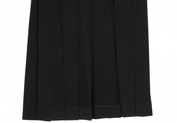 ワイズY's 厚手ウールギャバプリーツ巻きスカート 黒3