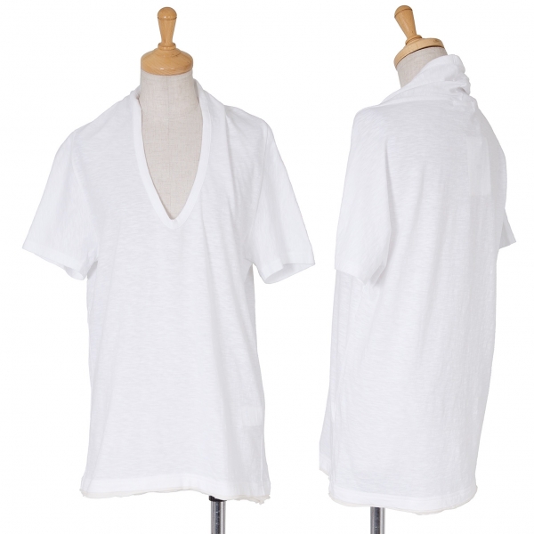 ワイズY's コットンネック変形デザインTシャツ 白アイボリー2