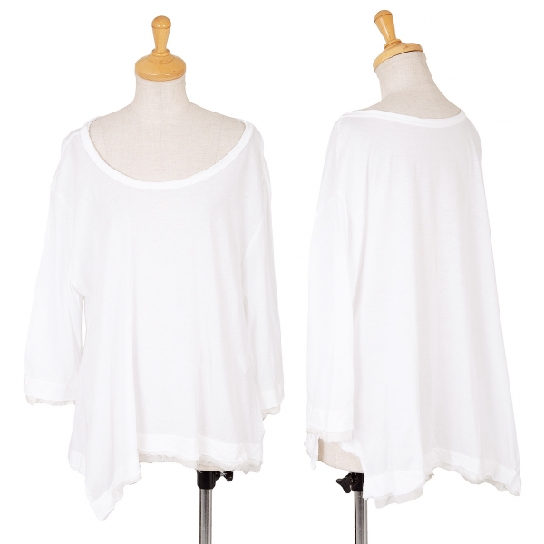 【SALE】ワイズY's 裾断ち切りレイヤードデザインTシャツ 白2