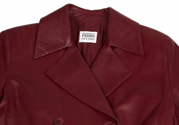 GIANFRANCO FERRE Sheep Skin Leather Coat Bordeaux 42 | PLAYFUL