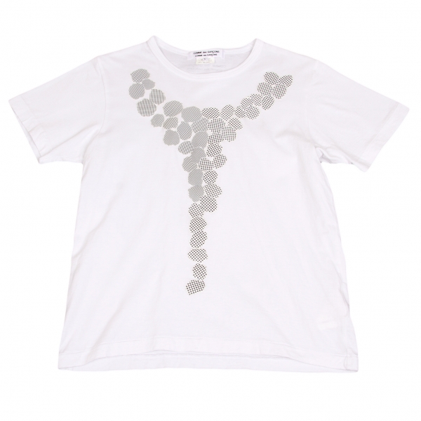【SALE】コムコム コムデギャルソンCOMME des GARCONS チェック貼り付けTシャツ 白L